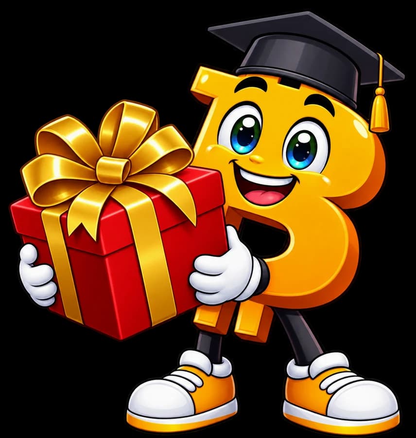 Bip, the CryptoBipto mascot, holding a wrapped gift